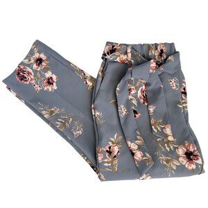 One By Chapter One Floral Tie Waist Tapered Ankle Pants -27" inseam Grandma Chic